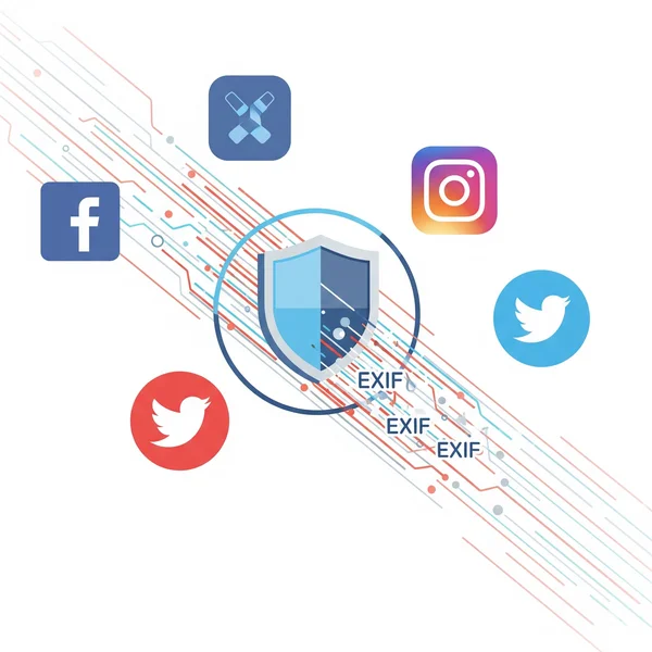 Conceptual image: social media icons with a data privacy shield.