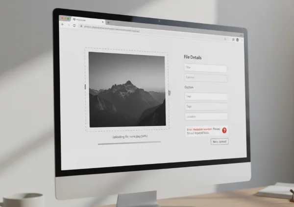 Краткая панель метаданных рядом с загруженным изображением