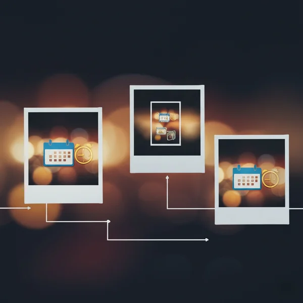 Illustration of a timeline with photos placed by EXIF date.