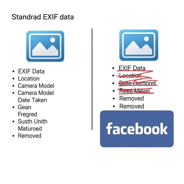 Illustration comparing original photo EXIF with Facebook's.