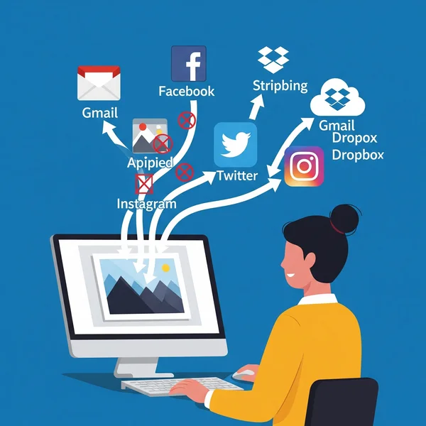 Graphic: user actively managing photo data before social media.