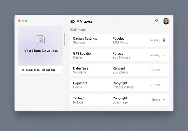 User interface of a secure EXIF viewer.