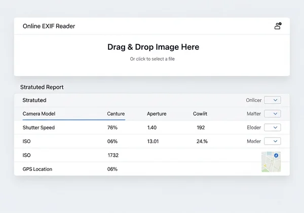 Antara muka alat pembaca EXIF dalam talian menunjukkan metadata
