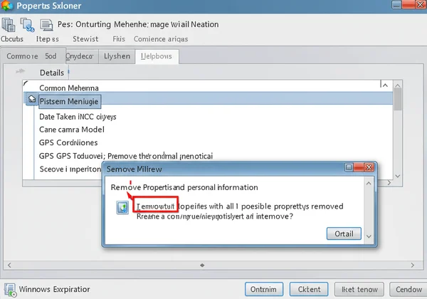 Windows Properties dialog for removing photo metadata