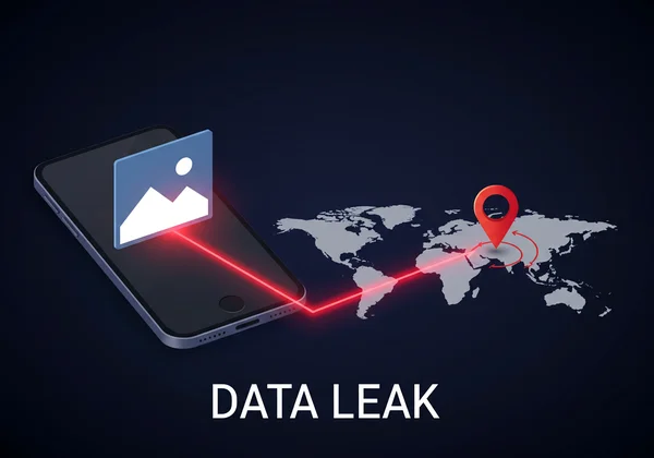 GPS location data leaking from a digital photo on a map